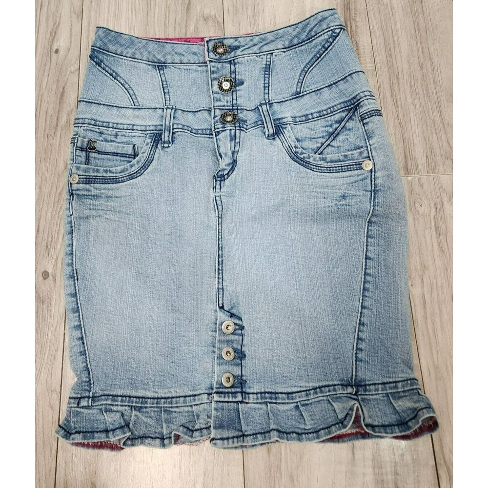 FOXY Jeans Denim High Rise Ruffle Skirt Woman's Size 3